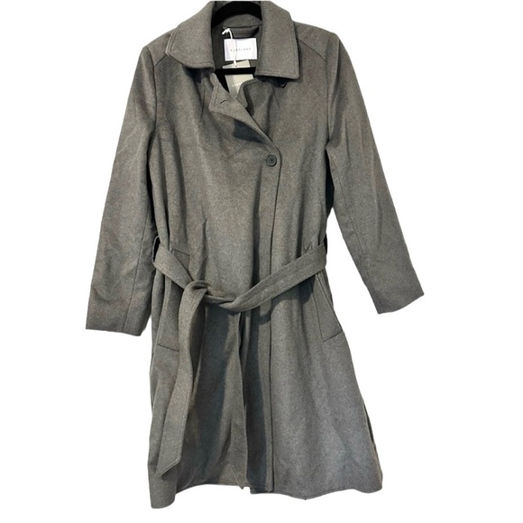Everlane Wool Cashmere Trench Coat NEW Womens Large Gray - Picture 3 of 9